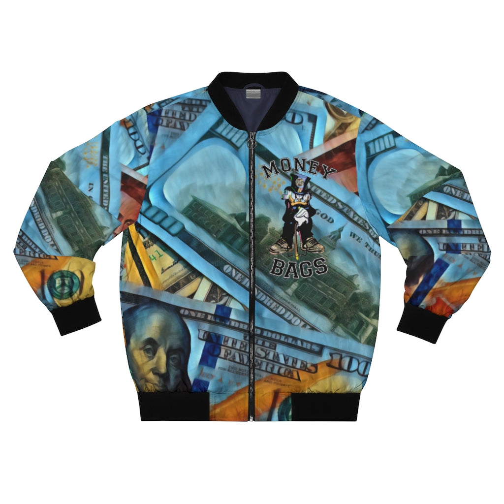 Men's Blue Money bags Bomber Jacket